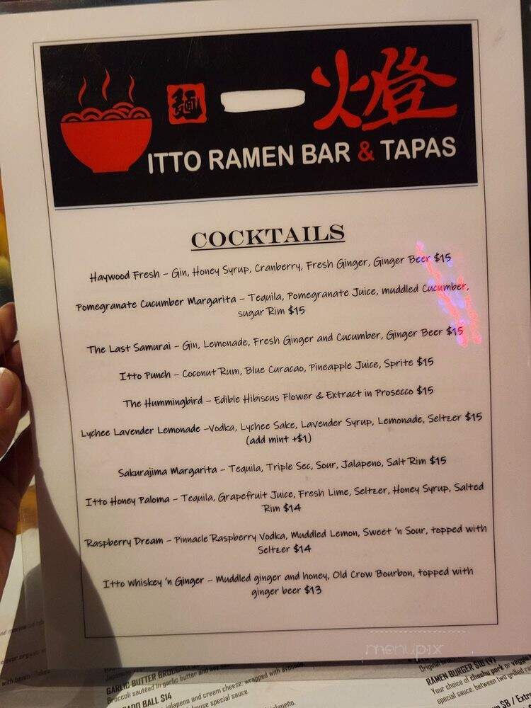 Itto Ramen & Japanese Tapas - Asheville, NC menu_pic