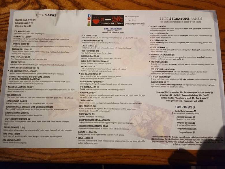Itto Ramen & Japanese Tapas - Asheville, NC menu_pic