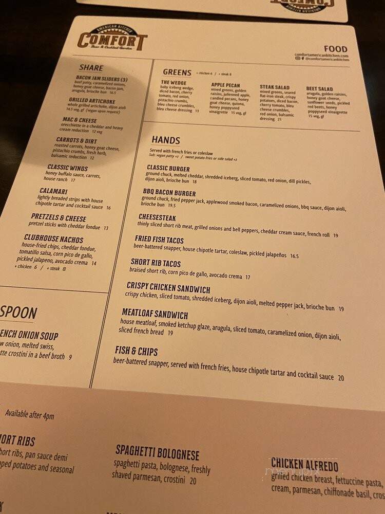 Comfort American Kitchen - Paso Robles, CA menu_pic