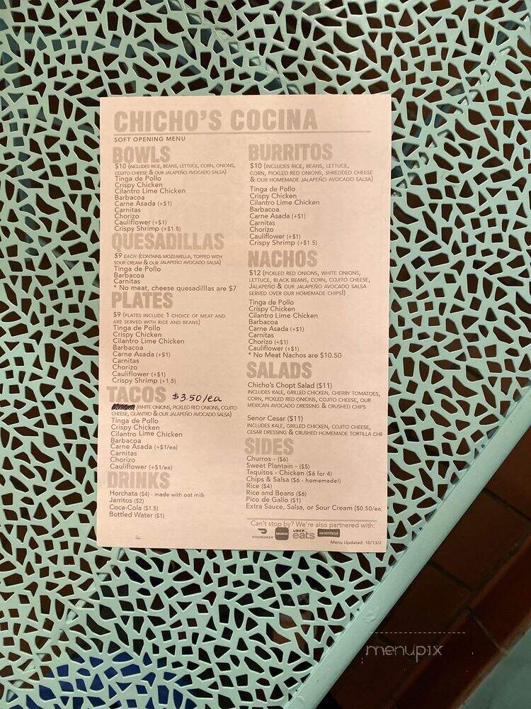 Chicho's Cocina - Stamford, CT menu_pic