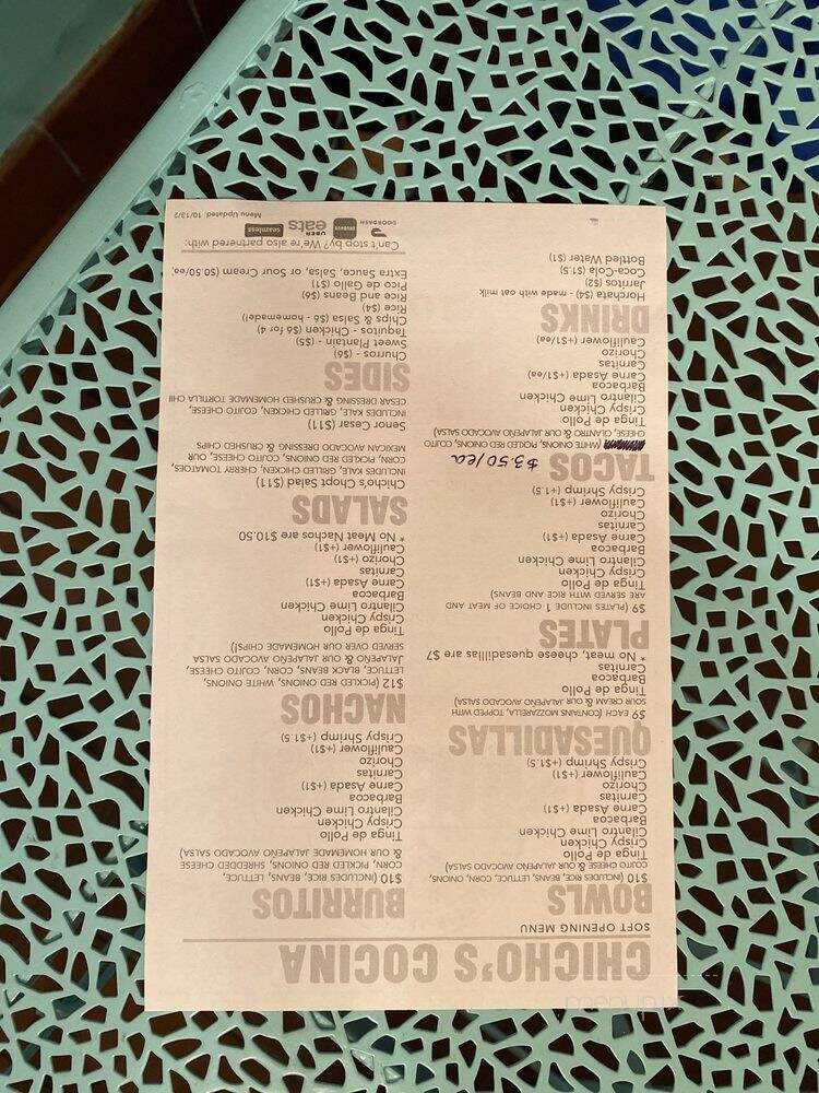 Chicho's Cocina - Stamford, CT menu_pic