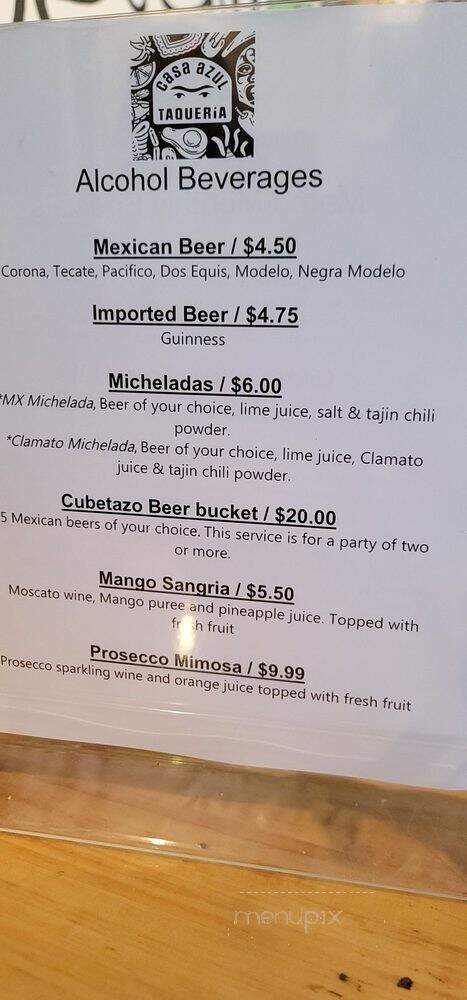 Casa Azul Taqueria - Providence, RI menu_pic