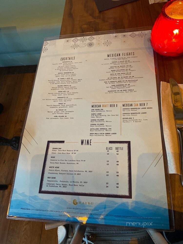 Madre - Los Angeles, CA menu_pic
