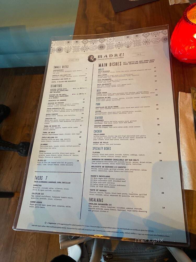 Madre - Los Angeles, CA menu_pic
