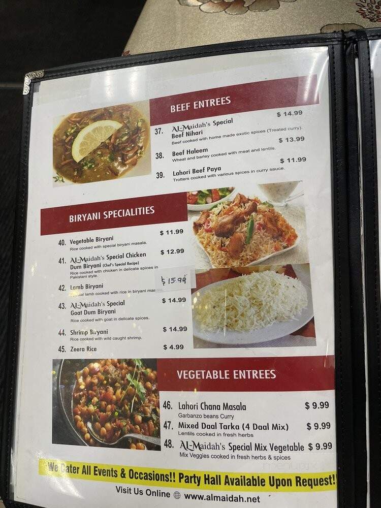AL Maidah Pakistani & Indian Cuisine - Sacramento, CA menu_pic