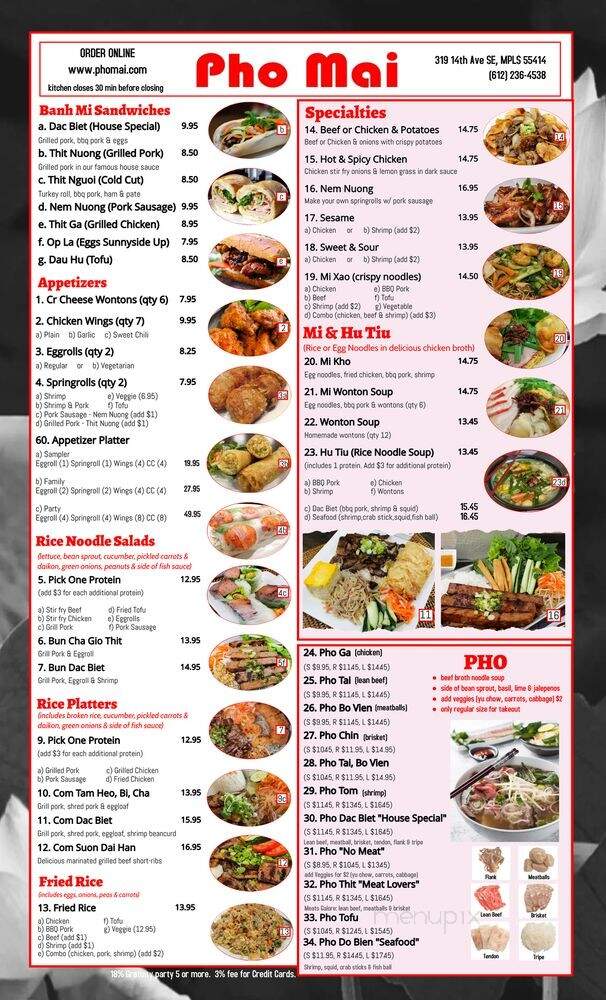 Pho Mai Dinkytown - Minneapolis, MN menu_pic