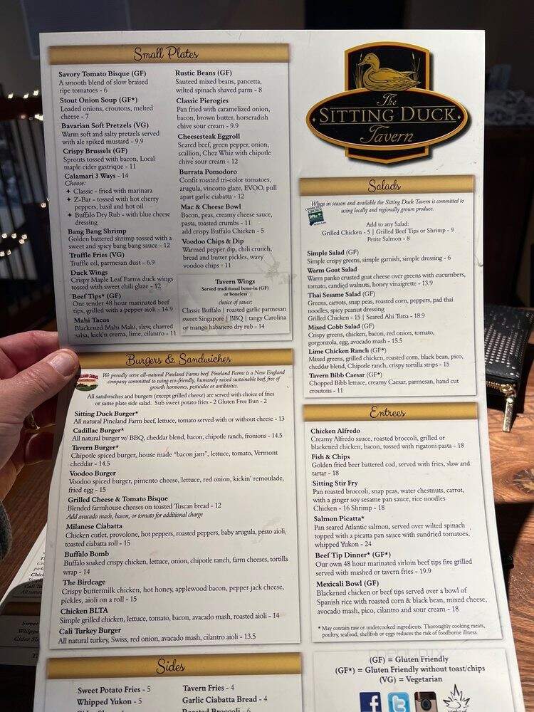 Sitting Duck Tavern - Oxford, CT menu_pic