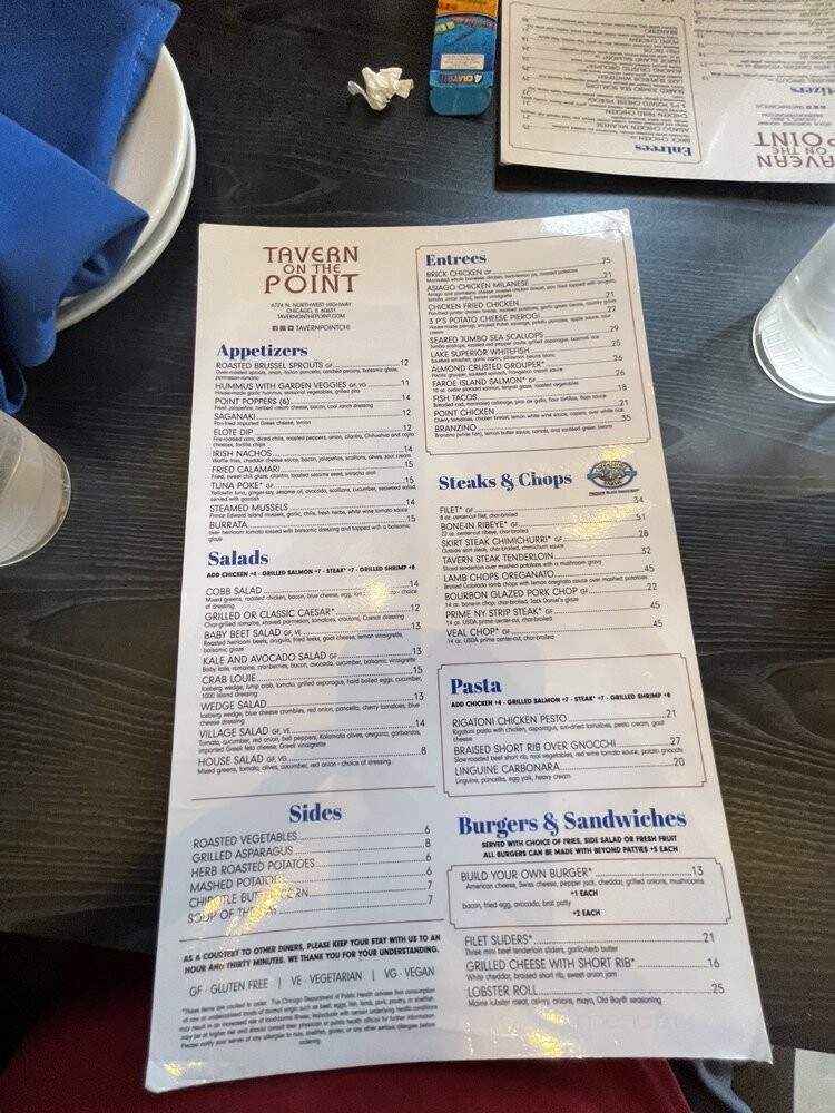 Tavern On The Point - Chicago, IL menu_pic