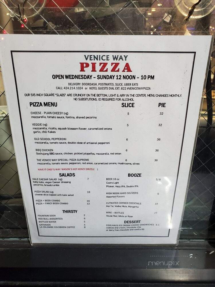Venice Way Pizza - Venice, CA menu_pic