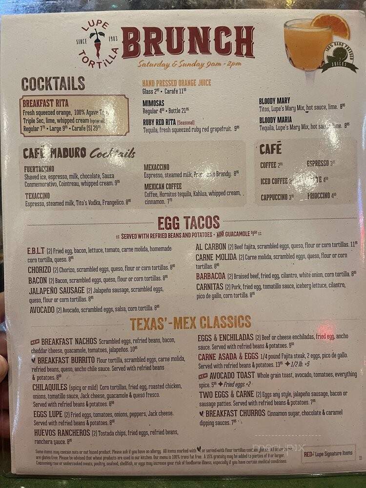 Lupe Tortilla - Fort Worth, TX menu_pic