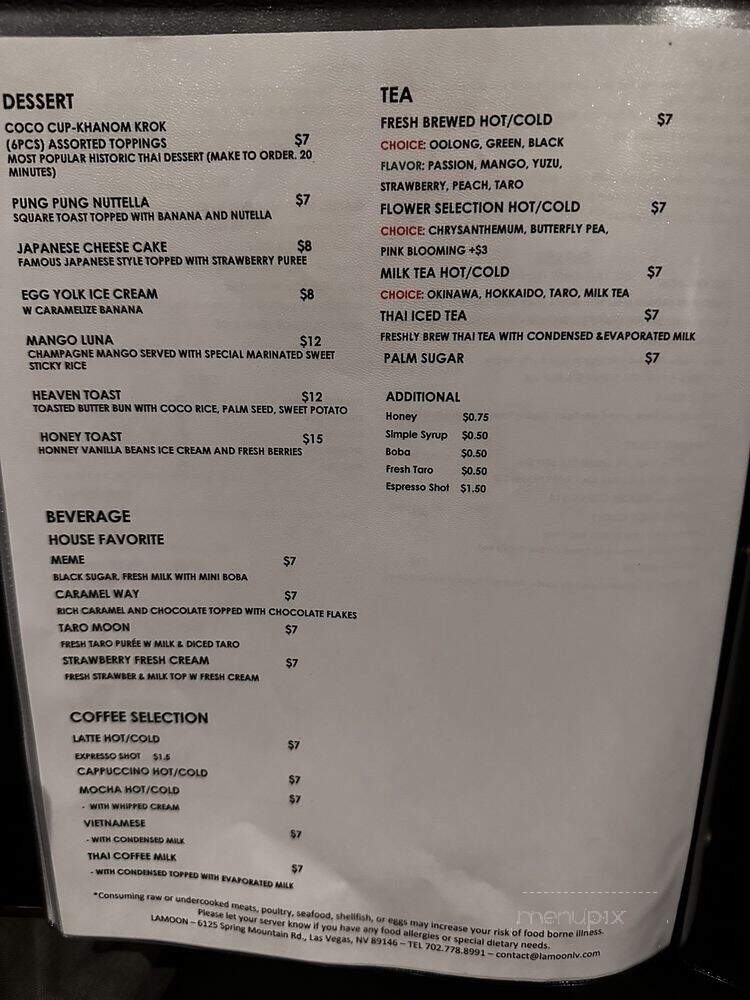 LaMoon - Las Vegas, NV menu_pic