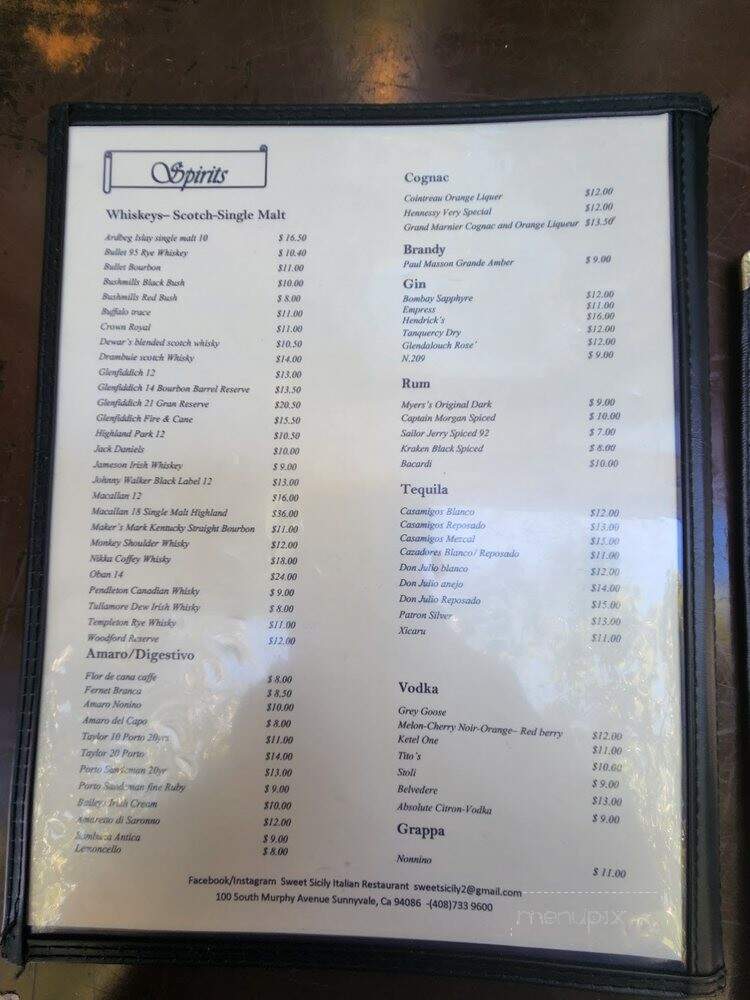 Sweet Sicily - Sunnyvale, CA menu_pic