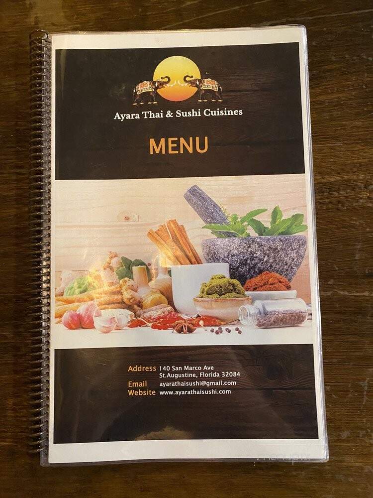 Ayara Thai&sushi Cuisine - St Augustine, FL menu_pic