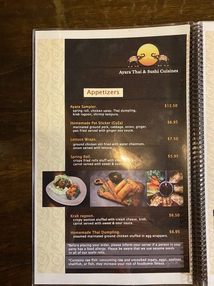 Ayara Thai&sushi Cuisine - St Augustine, FL menu_pic