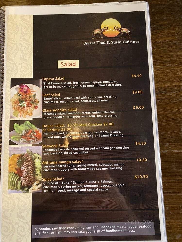 Ayara Thai&sushi Cuisine - St Augustine, FL menu_pic