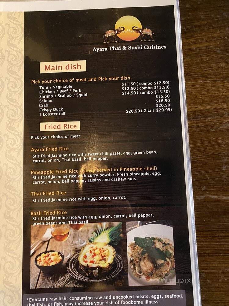 Ayara Thai&sushi Cuisine - St Augustine, FL menu_pic