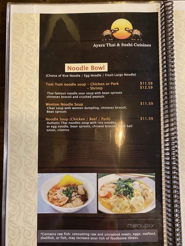 Ayara Thai&sushi Cuisine - St Augustine, FL menu_pic