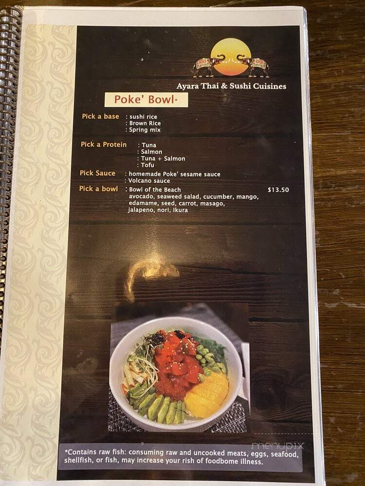 Ayara Thai&sushi Cuisine - St Augustine, FL menu_pic