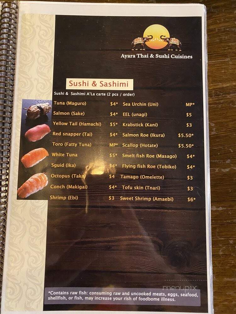 Ayara Thai&sushi Cuisine - St Augustine, FL menu_pic