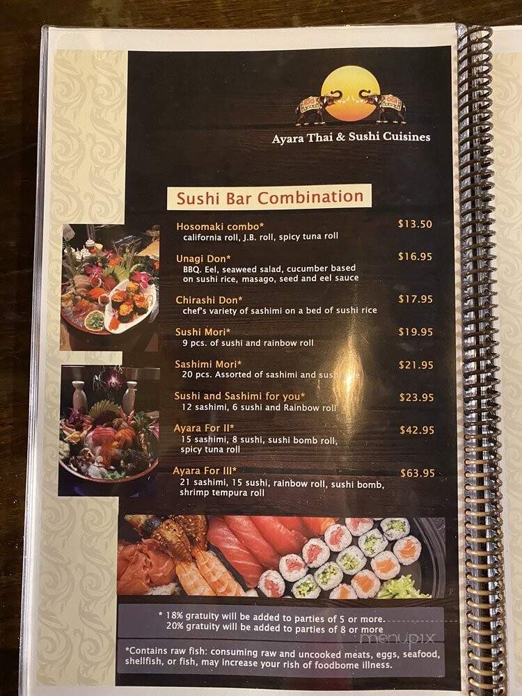 Ayara Thai&sushi Cuisine - St Augustine, FL menu_pic