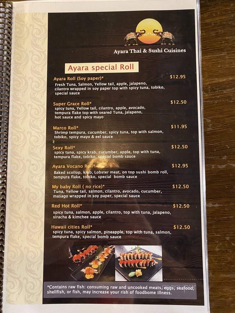 Ayara Thai&sushi Cuisine - St Augustine, FL menu_pic