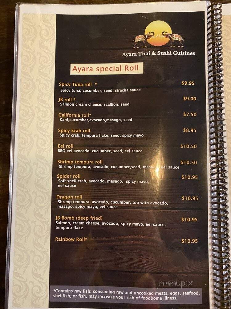 Ayara Thai&sushi Cuisine - St Augustine, FL menu_pic