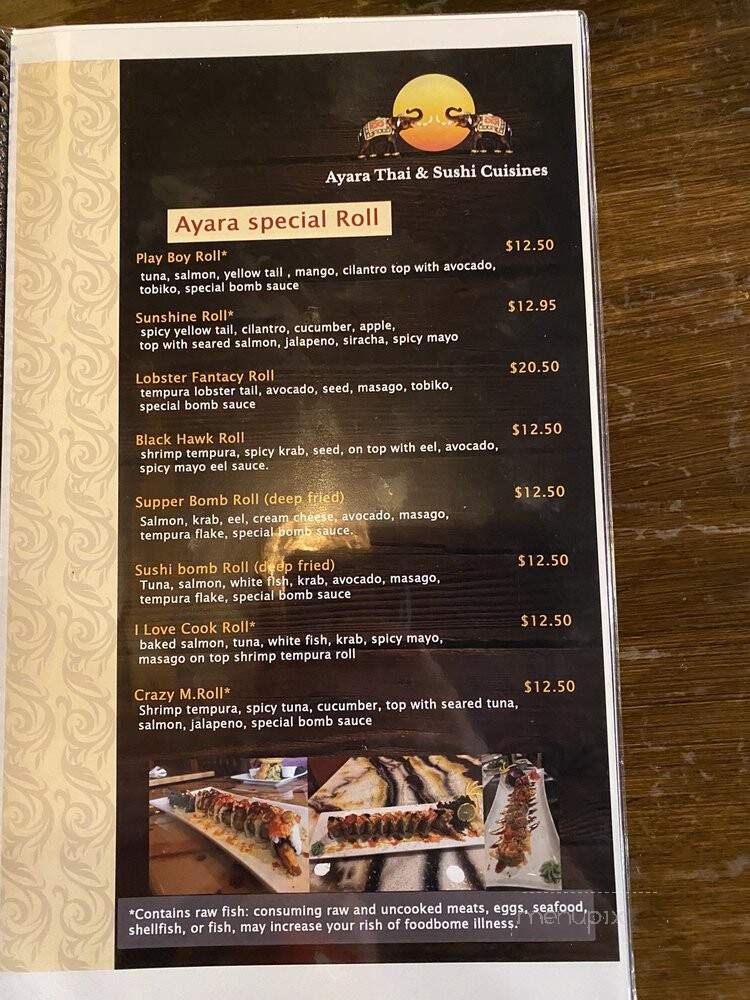 Ayara Thai&sushi Cuisine - St Augustine, FL menu_pic