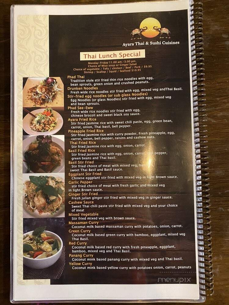 Ayara Thai&sushi Cuisine - St Augustine, FL menu_pic
