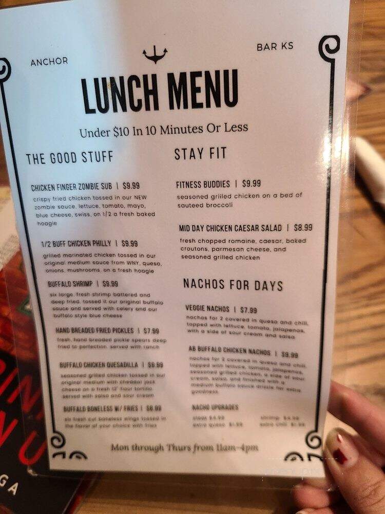 Anchor Bar Restaurant - Kennesaw, GA menu_pic