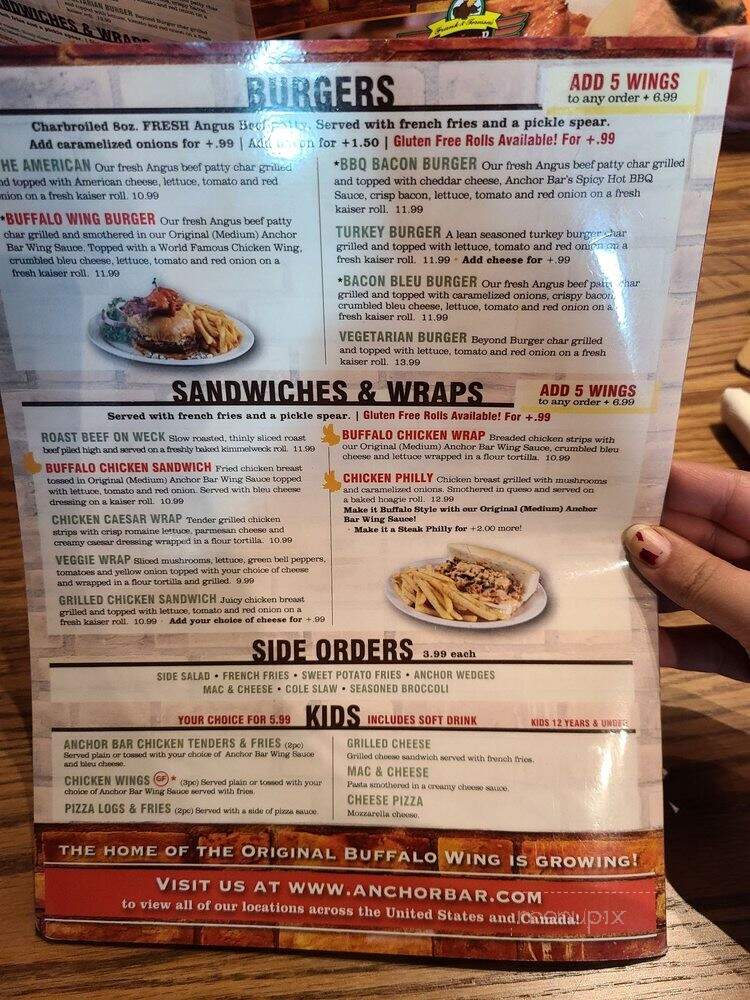 Anchor Bar Restaurant - Kennesaw, GA menu_pic