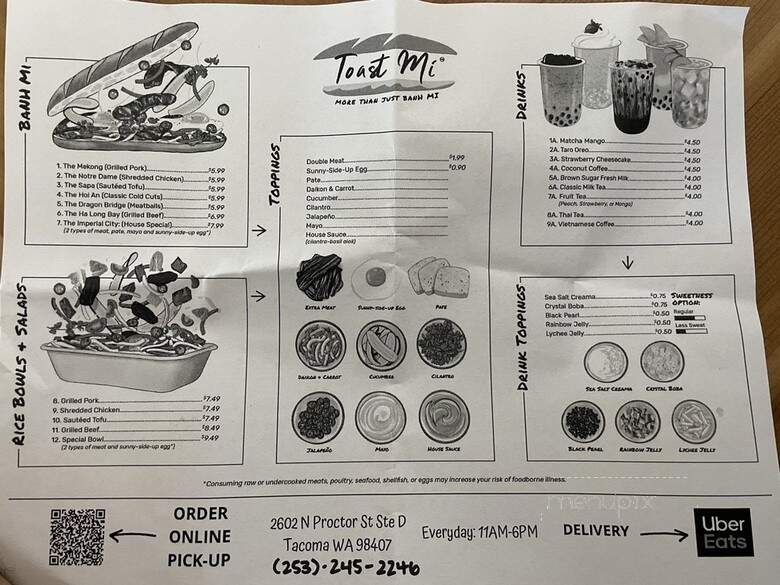 Toast Mi - Tacoma, WA menu_pic
