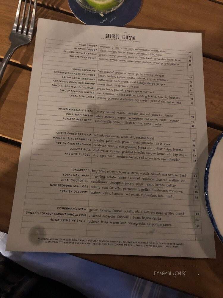 High Dive - West Palm Beach, FL menu_pic