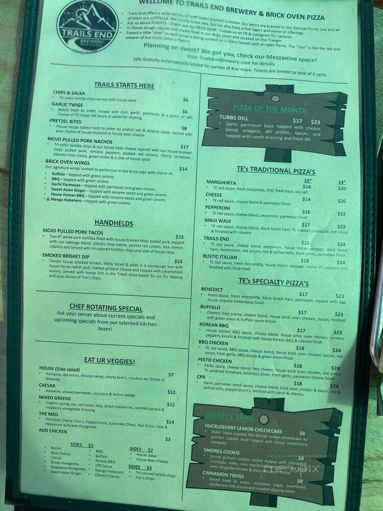 Trails End Brewery - Coeur D Alene, ID menu_pic