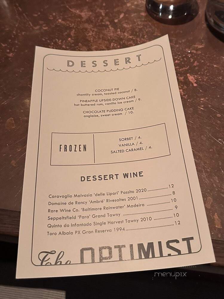 The Optimist - Nashville, TN menu_pic