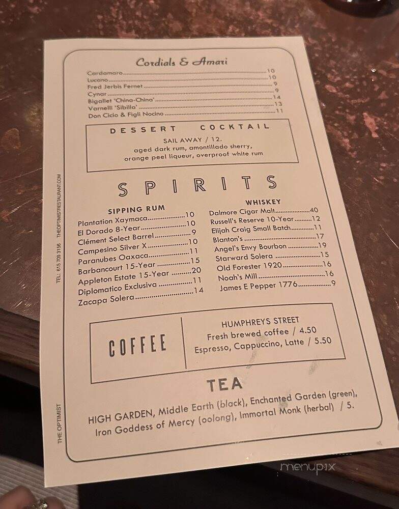 The Optimist - Nashville, TN menu_pic