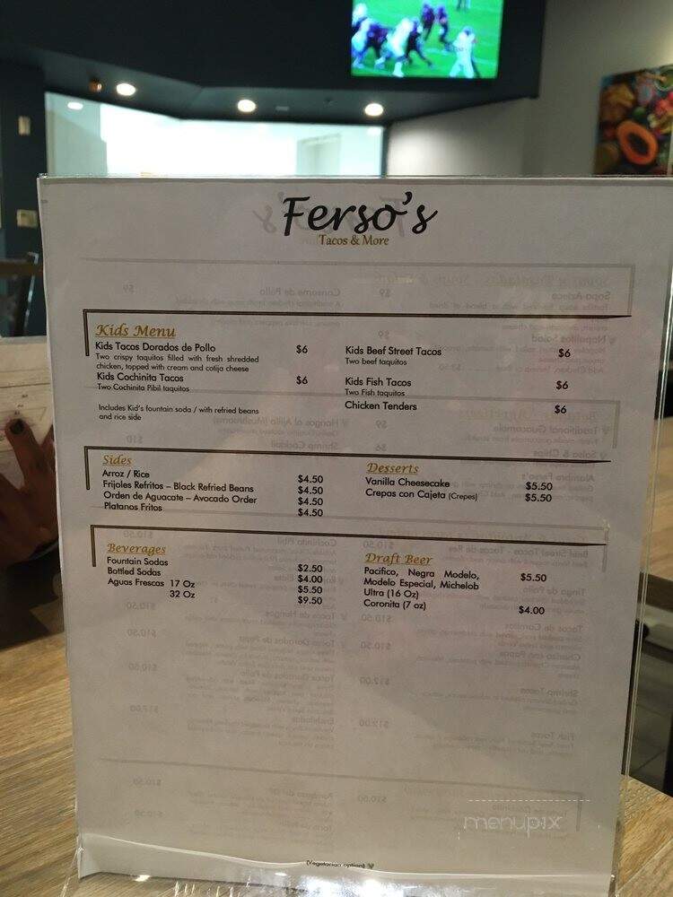 Ferso's - Katy, TX menu_pic