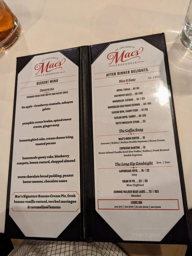 Mac's Chophouse - Marietta, GA menu_pic