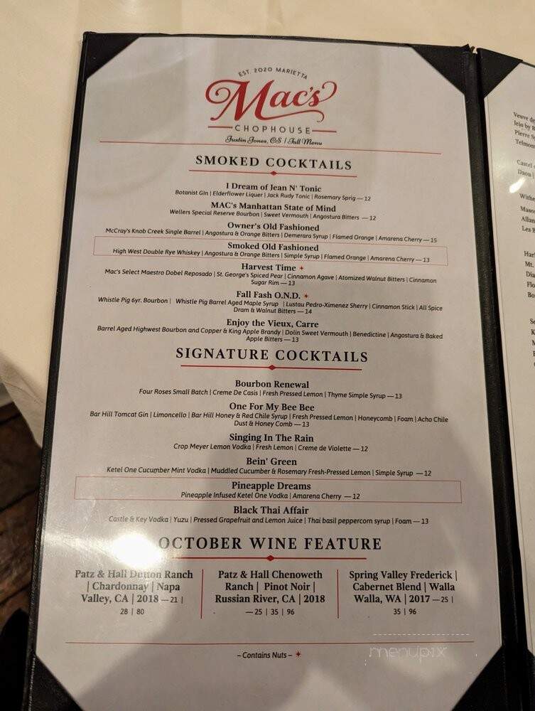 Mac's Chophouse - Marietta, GA menu_pic