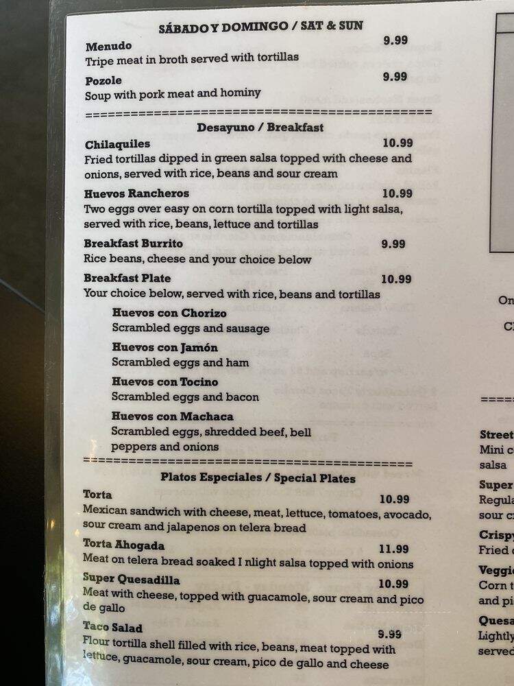 Mi Tierra Taqueria - Roseville, CA menu_pic