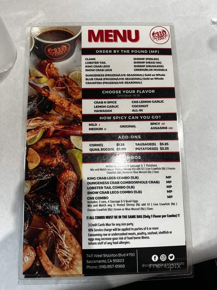 Crab n Spice - Sacramento, CA menu_pic