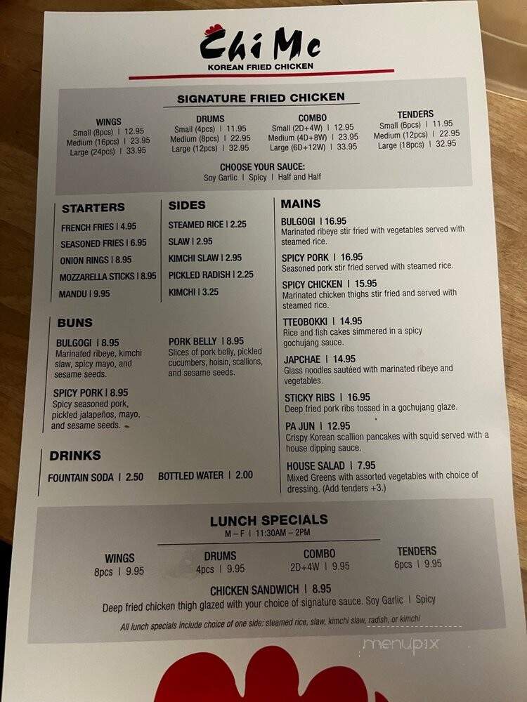 Chi Mc Korean Fried Chicken - Vienna, VA menu_pic
