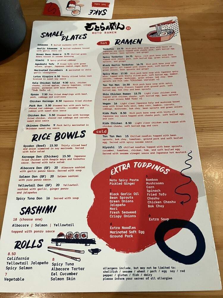 Moto Ramen - Culver City, CA menu_pic