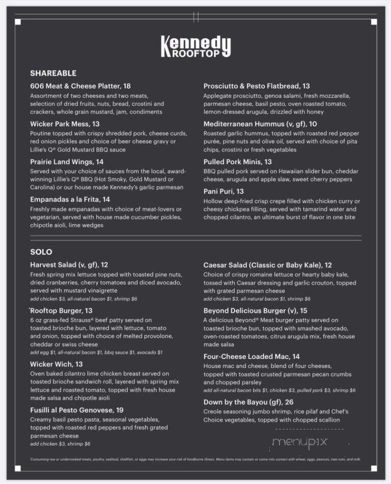 Kennedy Rooftop - Chicago, IL menu_pic