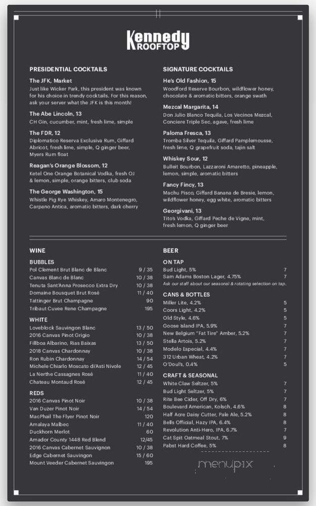 Kennedy Rooftop - Chicago, IL menu_pic