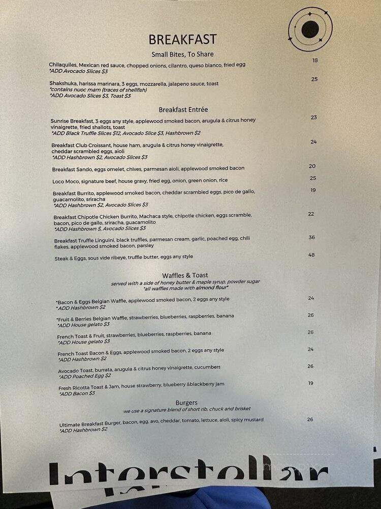 Interstellar - Santa Monica, CA menu_pic