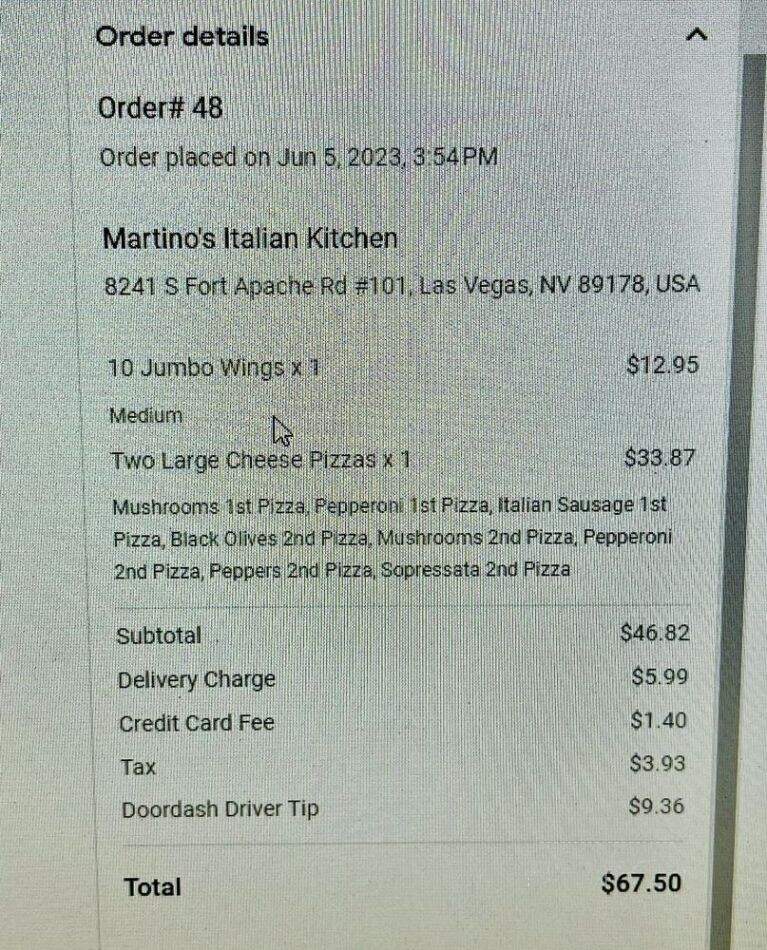 Martino's Italian Kitchen - Las Vegas, NV menu_pic