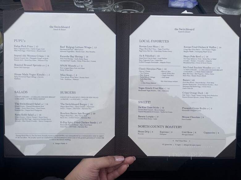 The Switchboard Restaurant and Bar - Oceanside, CA menu_pic