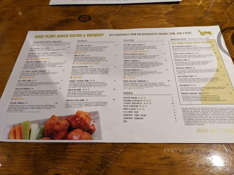 Sage Vegan Bistro - Agoura Hills, CA menu_pic