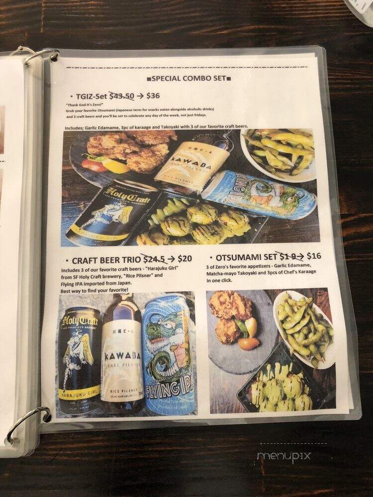 Zero - San Jose, CA menu_pic
