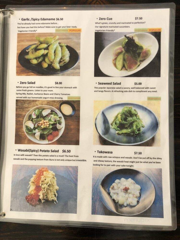 Zero - San Jose, CA menu_pic